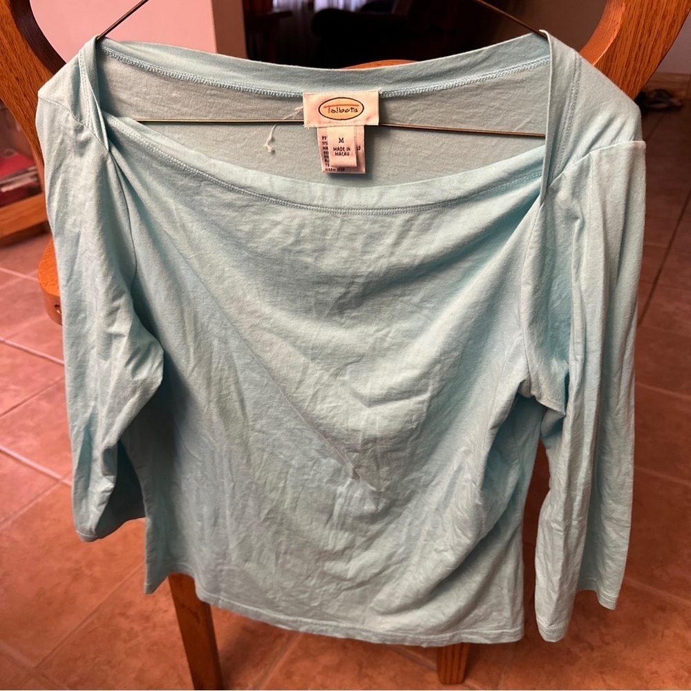Talbot's Blue 3/4 Length Sleeve Top Size Medium